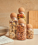 Set 4 recipiente depozitare alimente, sticlă, capac plută