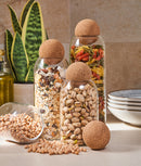 Set 8 recipiente depozitare alimente, sticlă, capac plută