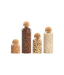 Set 4 recipiente depozitare alimente, sticlă, capac plută