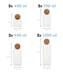 Set 8 recipiente depozitare alimente, sticlă, capac plută