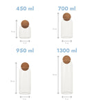 Set 4 recipiente depozitare alimente, sticlă, capac plută