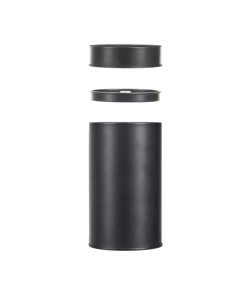 Set 6 recipiente etanșe, depozitare ceai, capac dublu, metal, negre