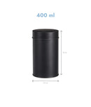 Set 6 recipiente etanșe, depozitare ceai, capac dublu, metal, negre