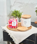 Set 4 recipiente sticlă detergenți, capac bambus