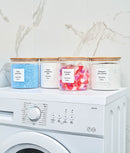 Set 4 recipiente sticlă detergenți, capac bambus