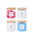 Set 4 recipiente sticlă detergenți, capac bambus