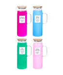 Set 4 recipiente sticlă detergenți lichizi, capac bambus & inox