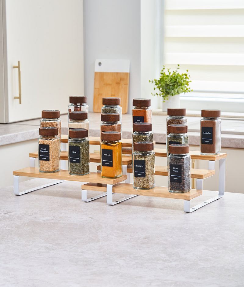 Set 2 suporturi etajate, modulare, bambus