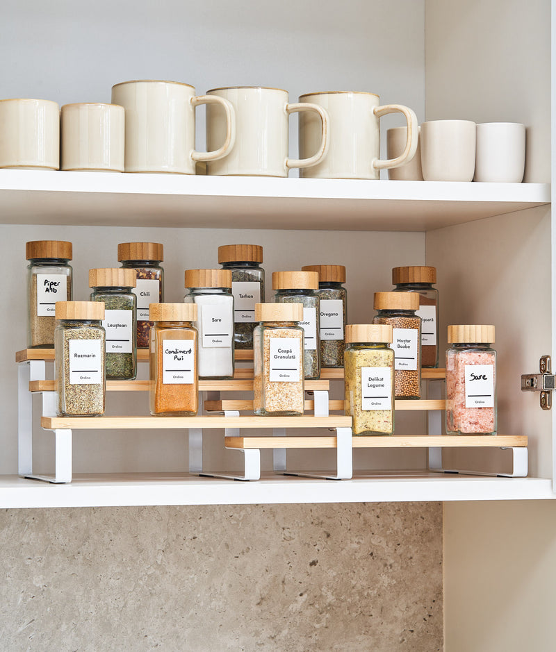 Set 2 suporturi etajate, modulare, bambus