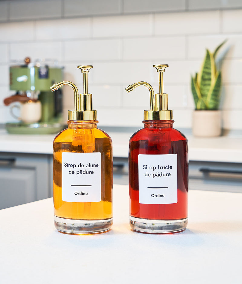 Set 24 etichete sticle sirop, albe, marker inclus