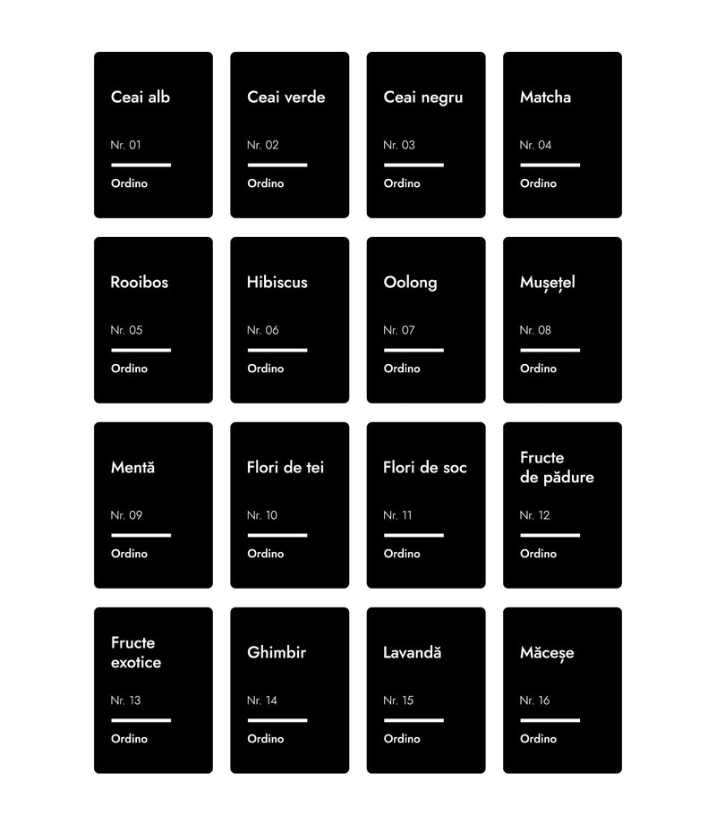 Set 32 etichete recipiente ceai, negre