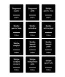 Set 24 etichete recipiente curățenie cu pulverizator, negre, marker inclus