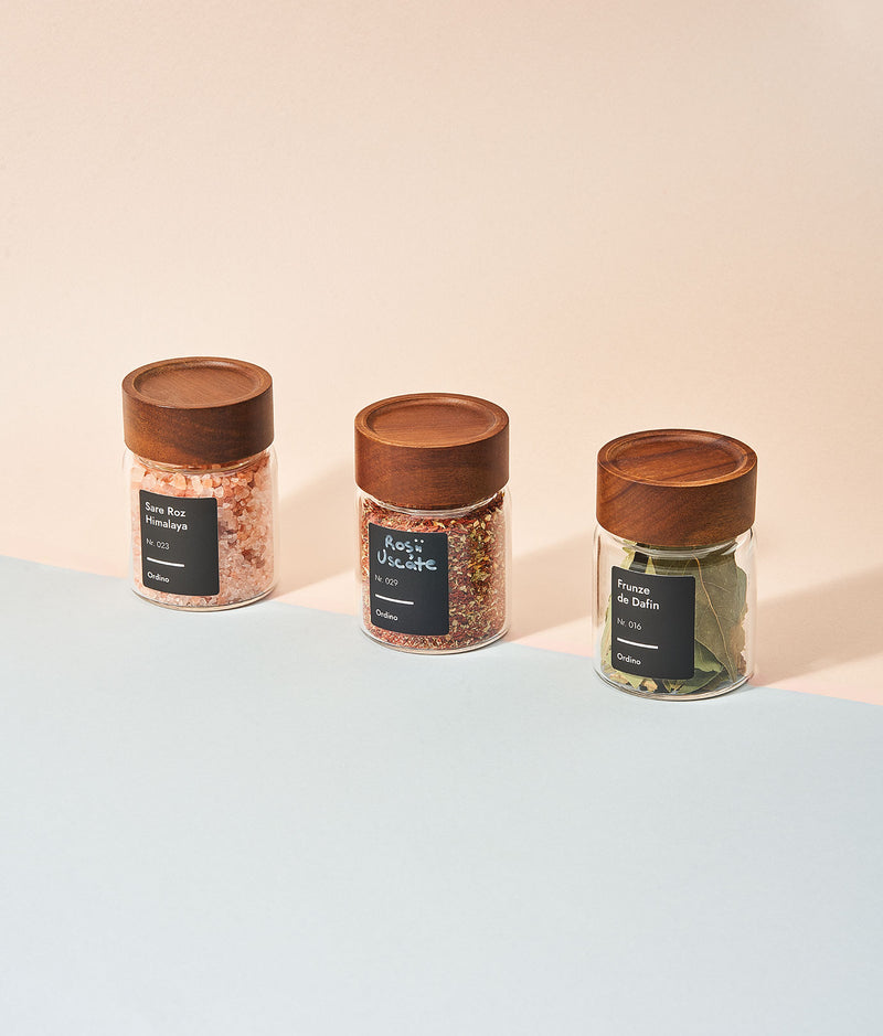 Set 50 etichete recipiente condimente, negre, marker inclus