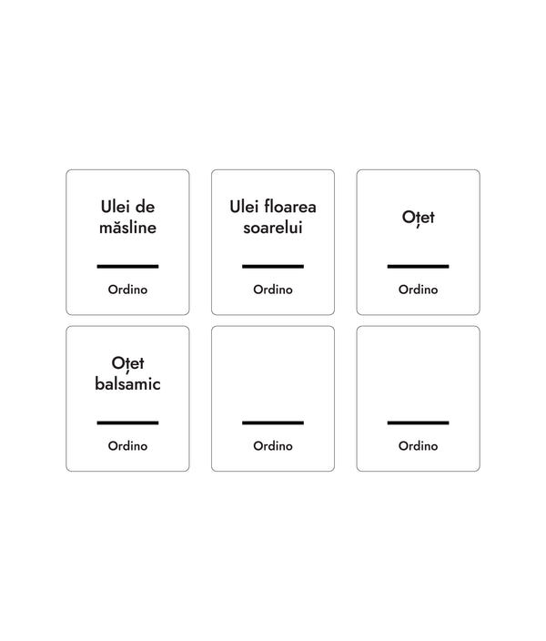 Set 6 etichete sticle ulei, albe, marker inclus