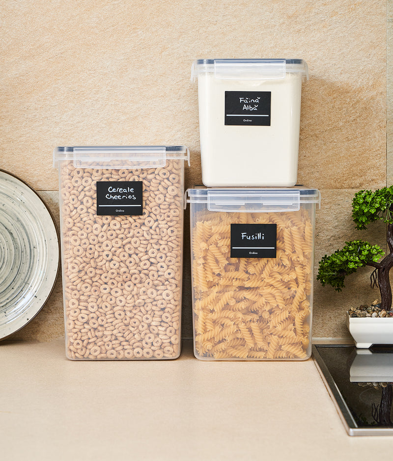 Set 60 etichete dreptunghiulare, negre, marker inclus