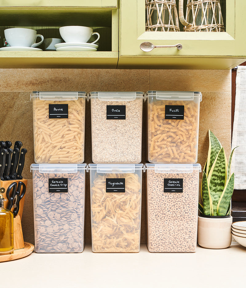 Set 60 etichete dreptunghiulare, negre, marker inclus