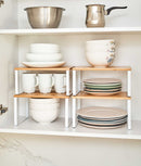 Set 4 rafturi modulare, etajabile, bambus, 4 moduri de utilizare