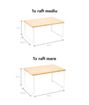 Set 2 rafturi modulare, etajabile, bambus, 4 moduri de utilizare