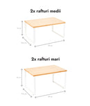 Set 4 rafturi modulare, etajabile, bambus, 4 moduri de utilizare