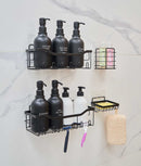 Set 4 rafturi organizare baie, autoadezive, design clasic