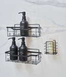 Set 4 rafturi organizare baie, autoadezive, design clasic