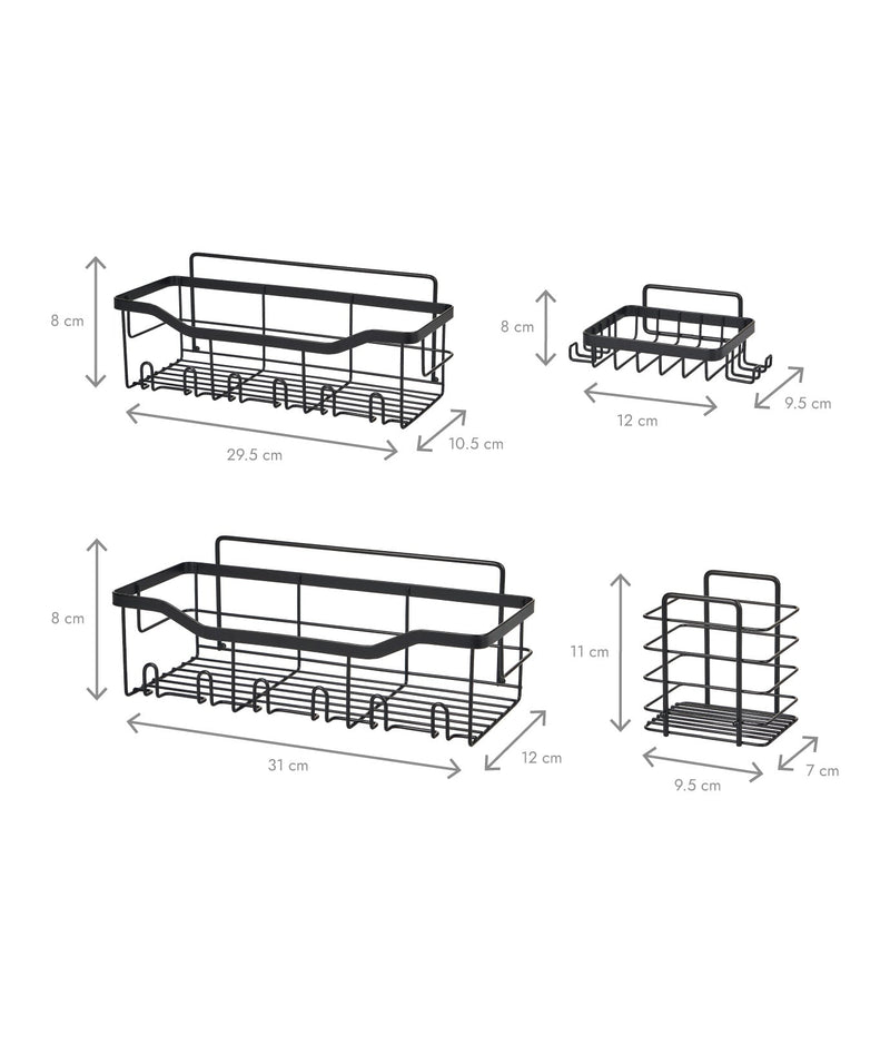 Set 4 rafturi organizare baie, autoadezive, design clasic