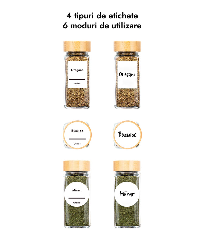 Set 18 sticluțe condimente, capac bambus