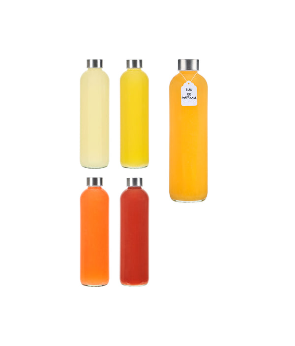 Set 4 sticle etanșe băuturi, capac inox