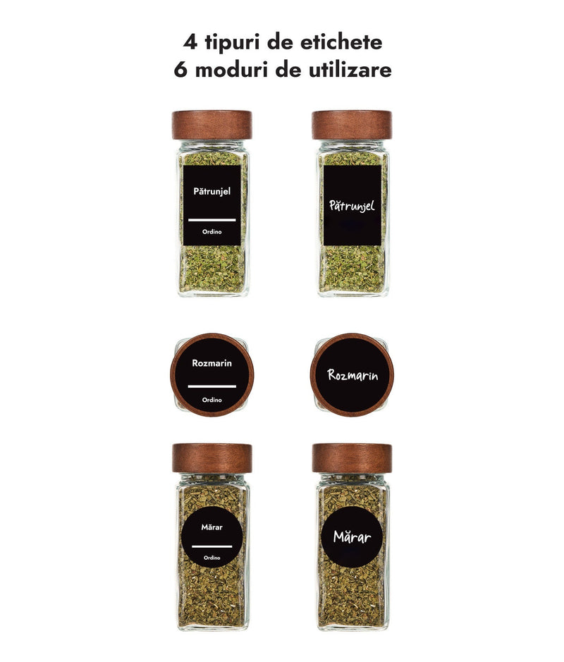 Set 18 sticluțe condimente, capac Acacia