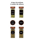 Set 12 sticluțe condimente, capac Acacia