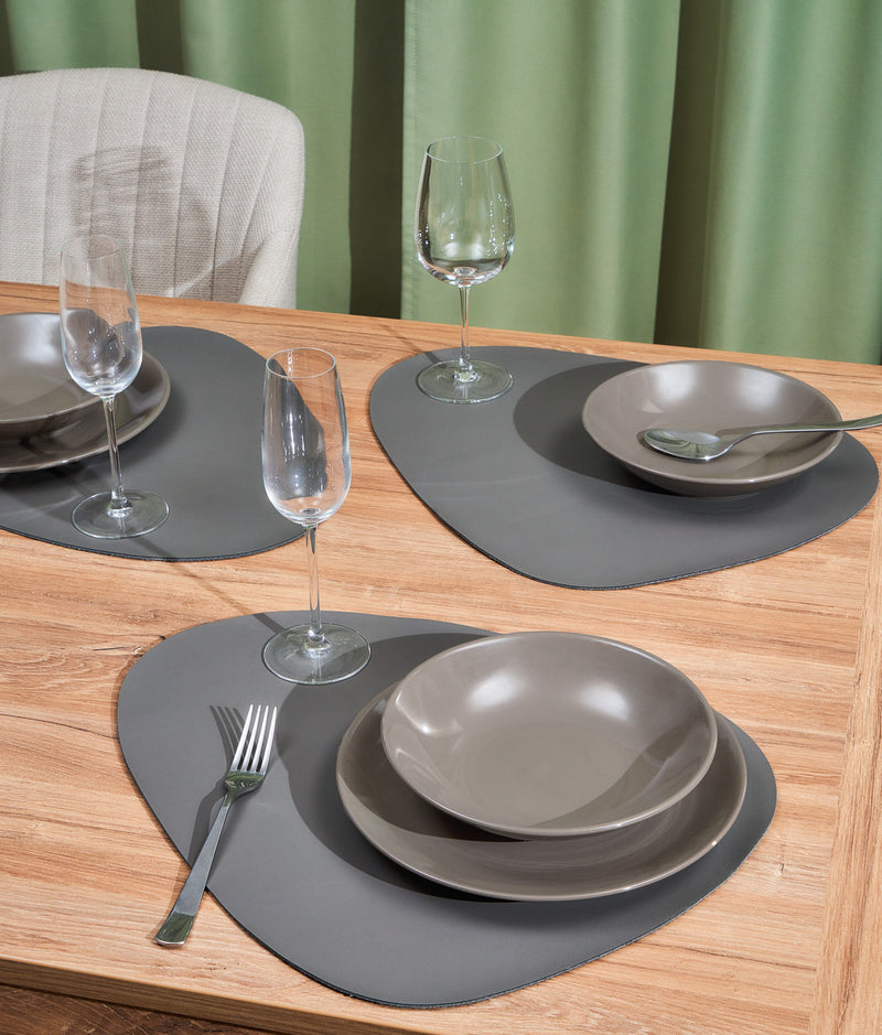 Set suporturi farfurii de masă, piele ecologică, gri închis