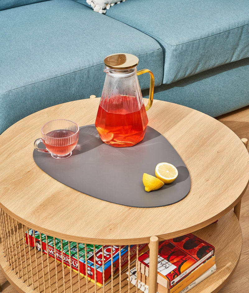 Set suporturi farfurii de masă, piele ecologică, gri închis