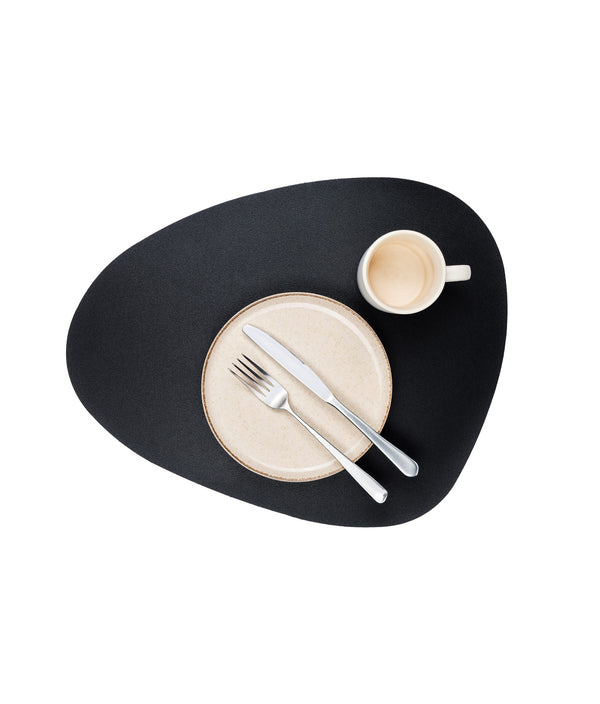 Set suporturi farfurii de masă, piele ecologică, negru