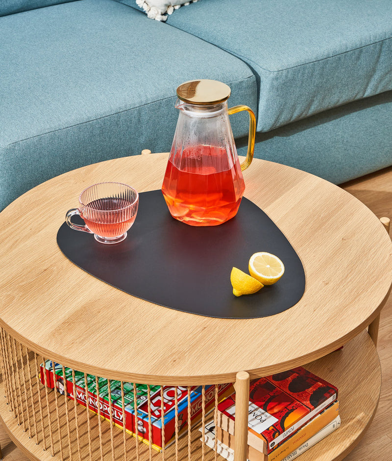 Set suporturi farfurii de masă, piele ecologică, negru