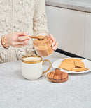 Zaharniță din sticlă, capac și lingură acacia