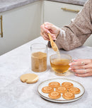 Zaharniță din sticlă, capac și lingură bambus