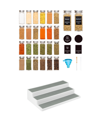 Set 24 sticluțe condimente, capac aluminiu, cu suport etajat
