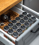 Set 24 sticluțe condimente, capac aluminiu, cu suport etajat